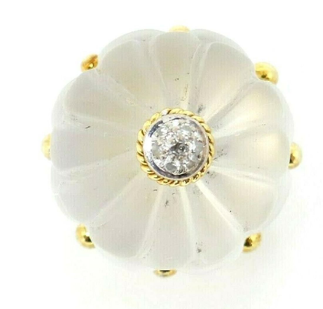 14K Yellow Gold Diamond Rock Crystal Flower Bombe Ring (1 of 7)