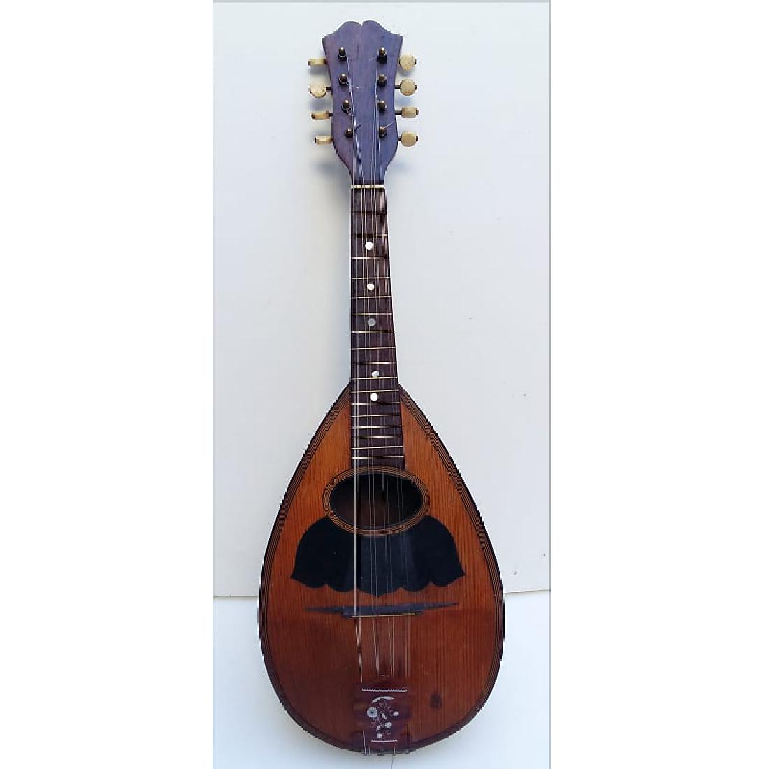 CATANIA Old napolitan mandolin circa 1900: Old napolitan mandolin from CATANIA (South of Italy) , Made in the early XXeme In Macassar rosewood, tuning machines in brass, tuning machines heads in bone. Beautiful table decorations in triple nets