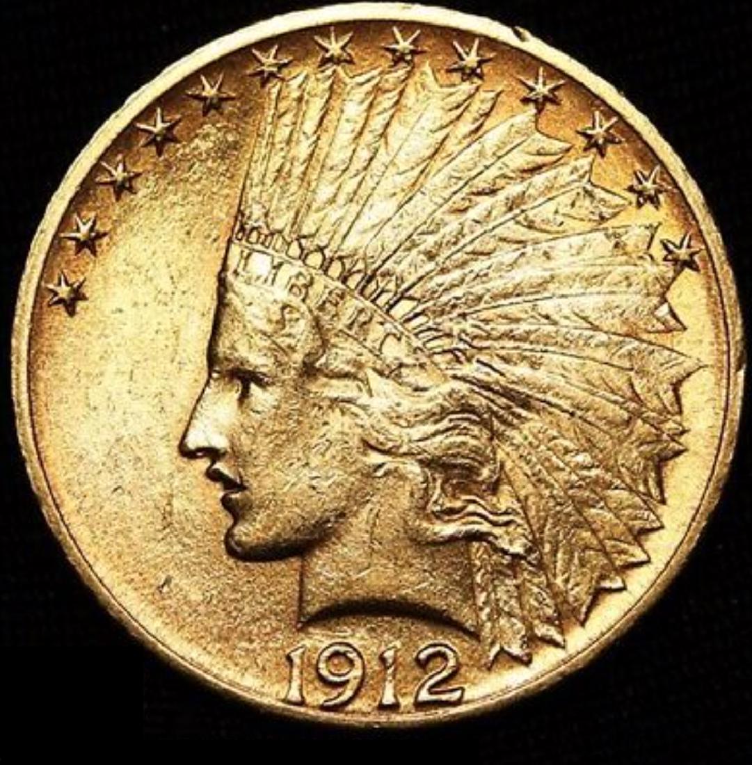 1912 Gold Eagle, $10 Gold Indian, Lustrous BU++ BV (1 of 2)