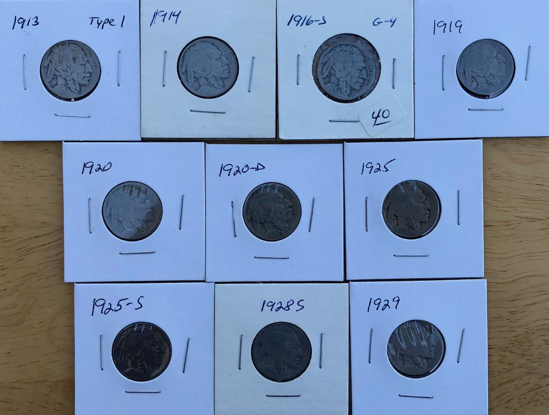 10 Buffalo Nickels - All different dates (1 of 2)