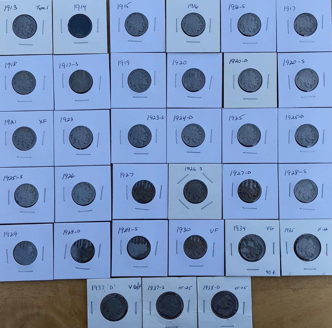 33 Different Buffalo Nickels (1 of 2)