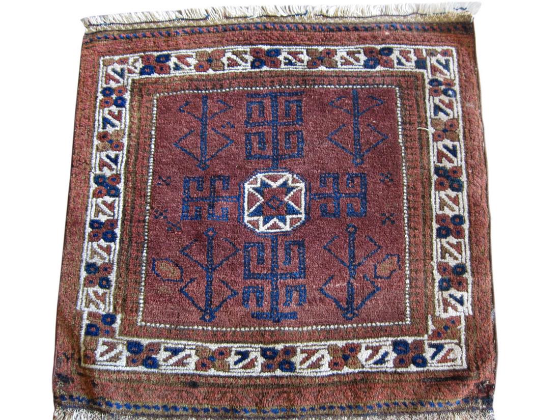 Antique Persian Balouchi Rug Square Tribal Brown 2.5' x (1 of 8)