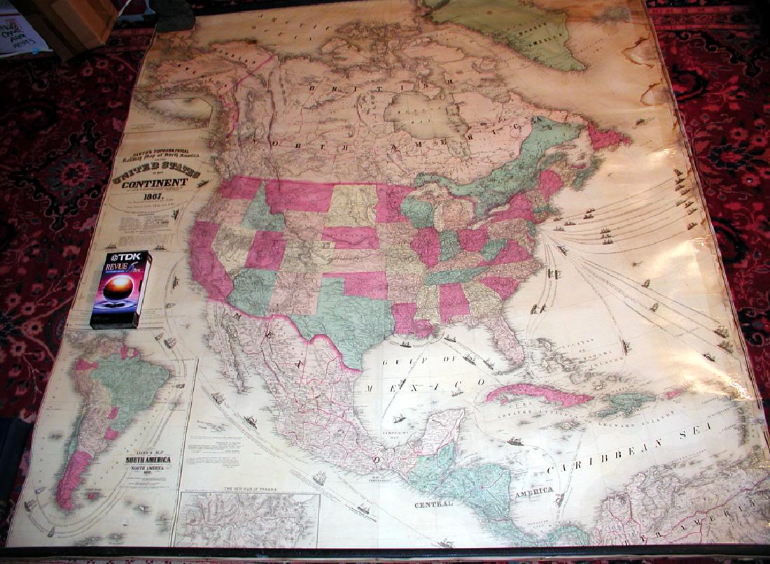 Huge/clean 1867 wall map of North America, J. T. Lloyd (1 of 11)