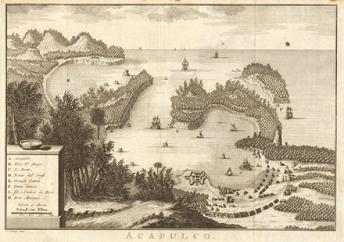 Acapulco'. Mexico. Town city plan. BELLIN / SCHLEY 1757 (1 of 2)