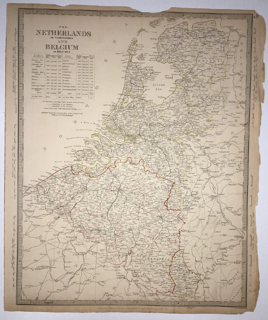 Netherlands De Nederlanden and Belgium La Belgique: Title: Netherlands De Nederlanden and Belgium La Belgique Publication Date: 1843-10-01 Cartographer: WALKER, J. & C. Publisher: SOCIETY FOR THE DIFFUSION OF USEFUL KNOWLEDGE/S.D.U.K. Size: 15.5Height