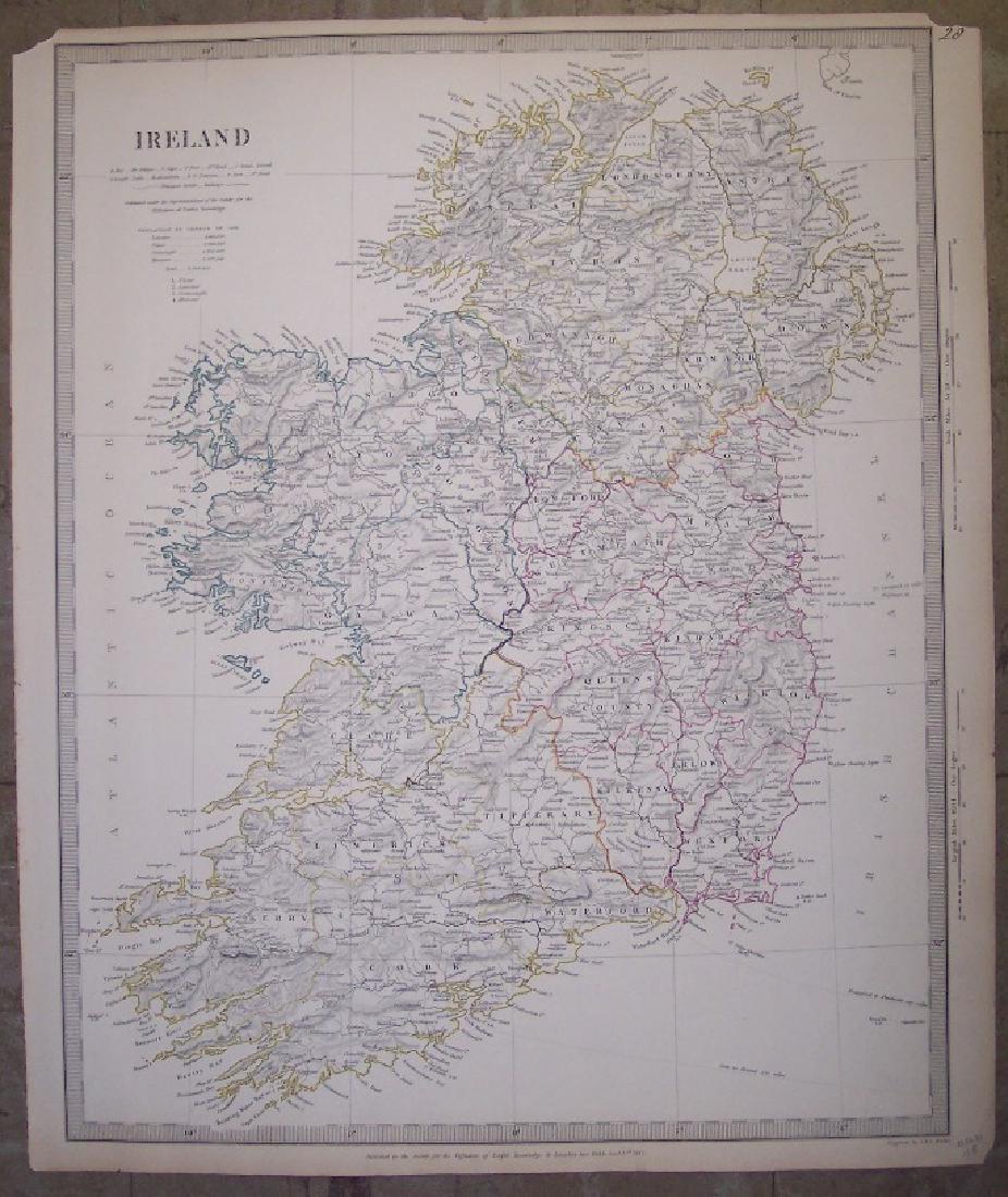Ireland: Title: Ireland Publication Date: 1842-01-15 Cartographer: WALKER, J. & C. Publisher: SOCIETY FOR THE DIFFUSION OF USEFUL KNOWLEDGE/S.D.U.K. Size: 15.5Height - 12.3Width Called "Ireland, General" on la