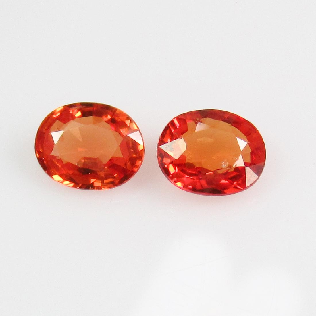 0.74 Ctw Natural Orange Sapphire 5X4 mm Oval Pair (1 of 2)