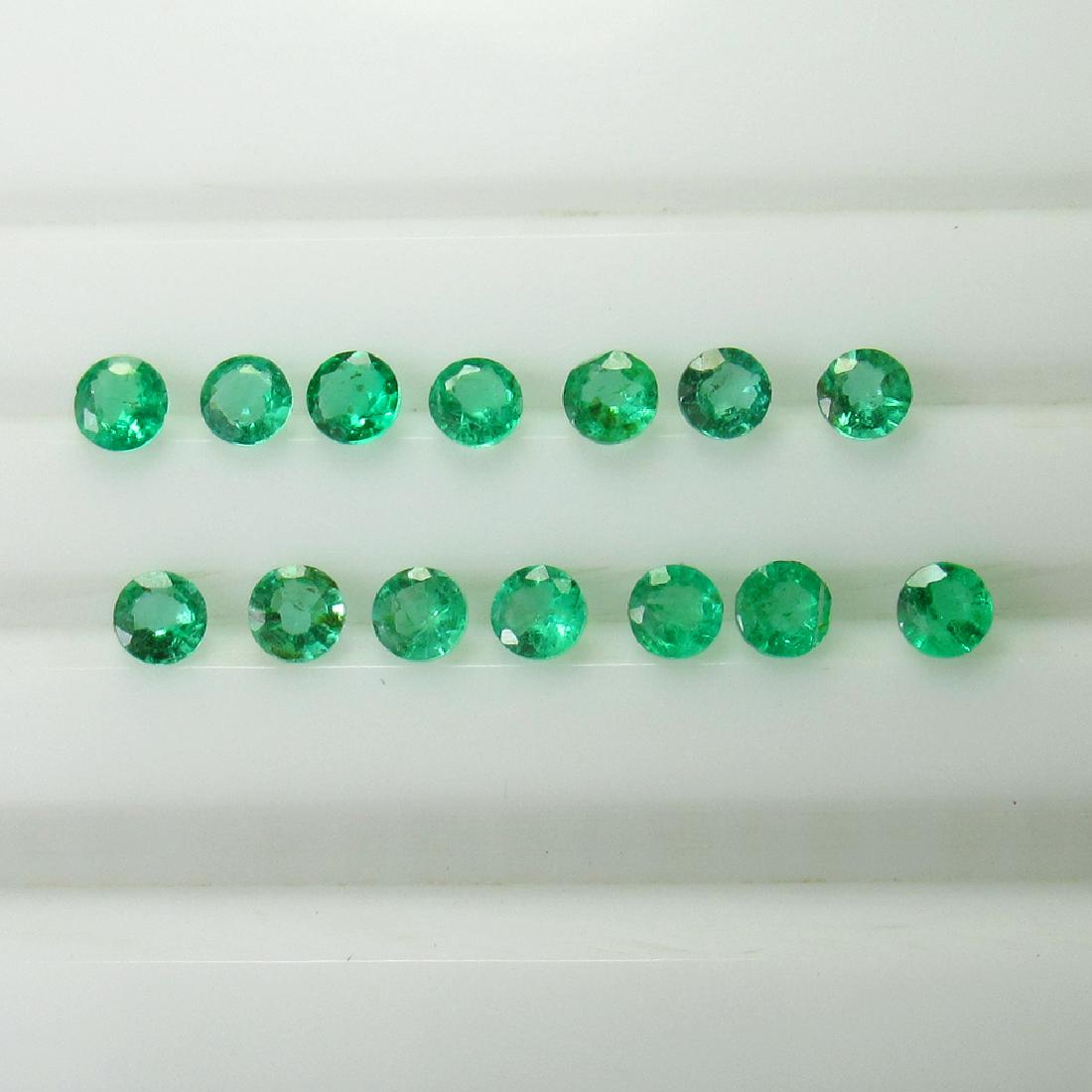 1.30 Ct Genuine 14 Zambian Emerald 3 mm Round Set (1 of 2)