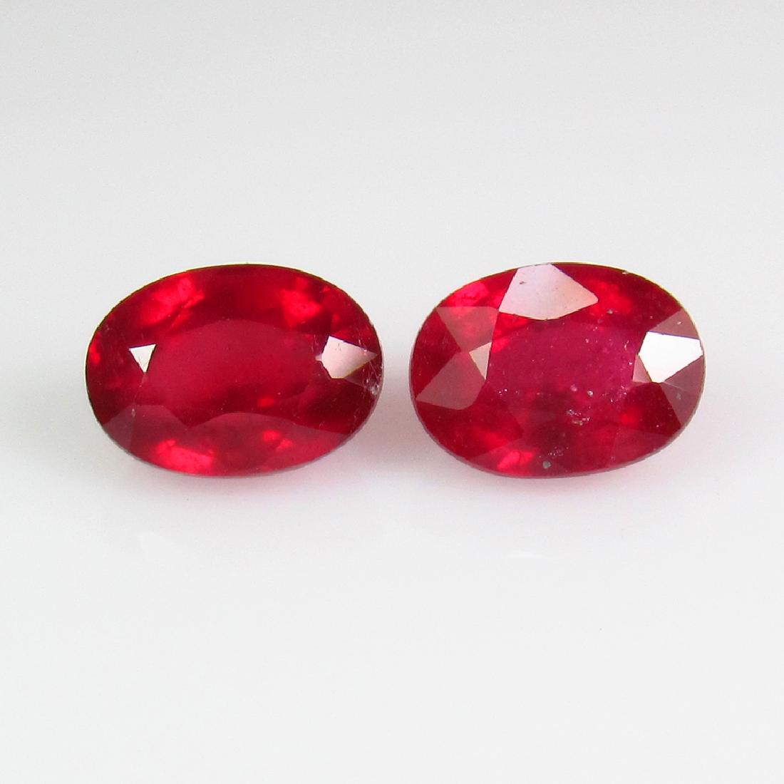 2.83 Ct Genuine Mozambique Red Ruby 7X5 mm Oval Pair (1 of 2)