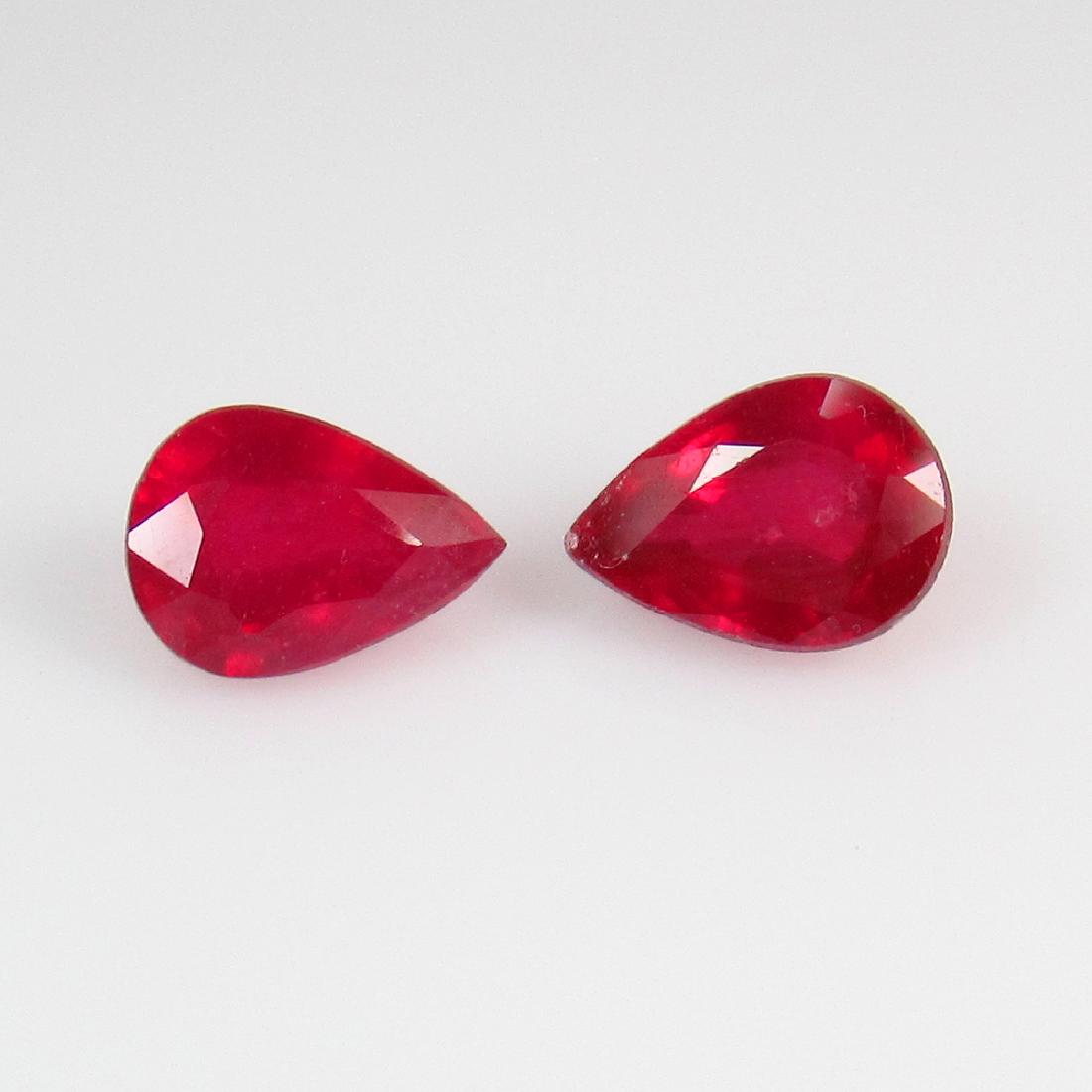 2.03 Ct Genuine Mozambique Red Ruby 7X5 mm Pear Pair (1 of 2)
