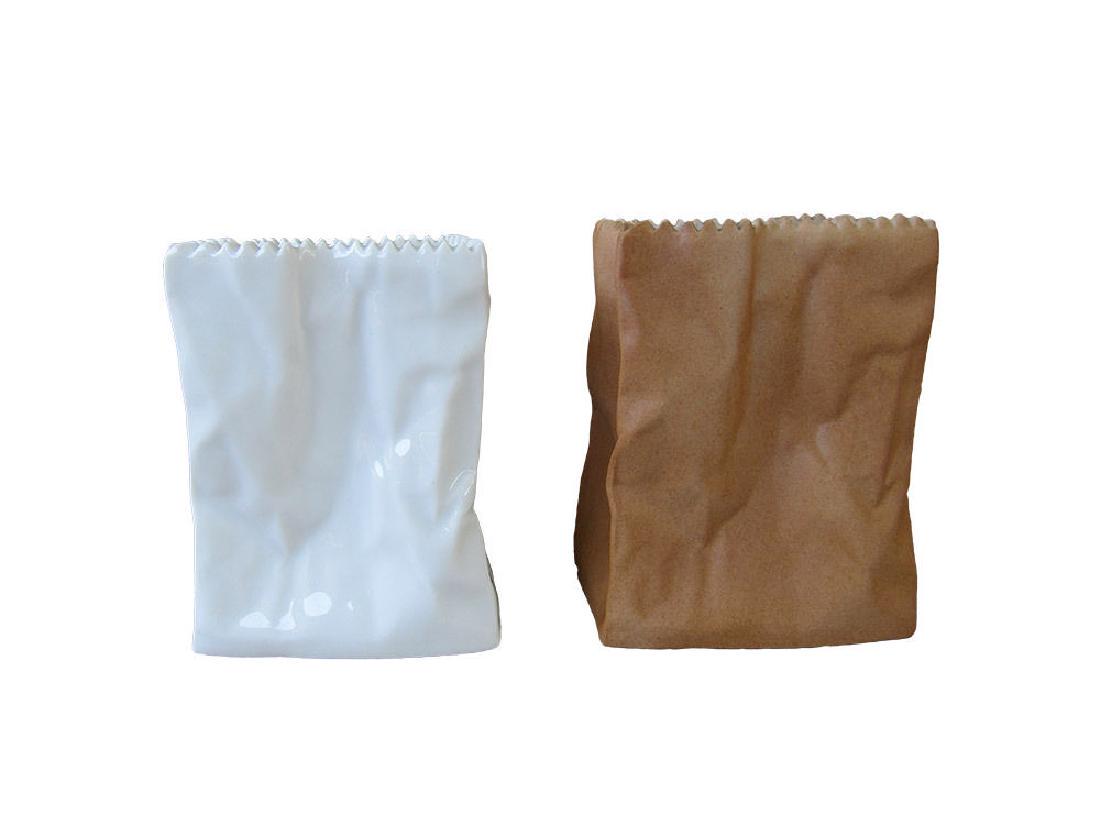 Tapio Wirkkala For Rosenthal Germany Bag Vases From DO: Tapio Wirkkala For Rosenthal Germany Bag Vases From DO NOT LITTER Series Eames Great pair of paper bag vases from the Do Not Litter series designed by Tapio Wirkkala for Rosenthal Germany studio line.