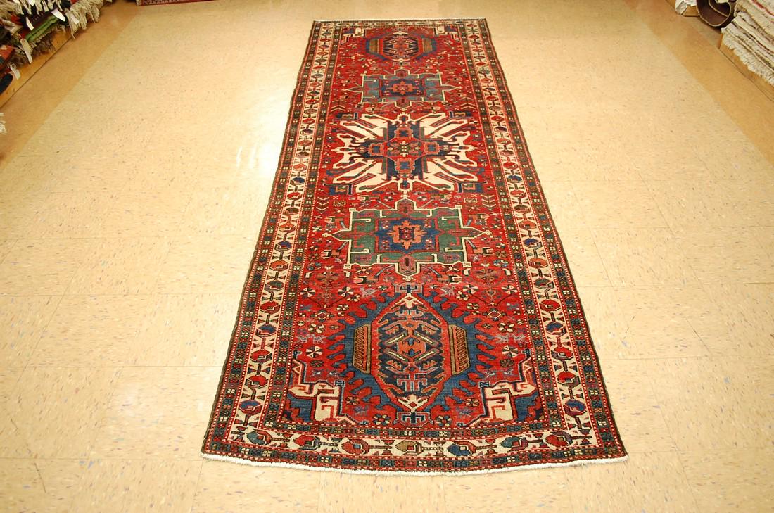 C 1930s PERSIAN HERIZ KARAJEH RUG RUNNER 3' 7" x 10' 2" (1 of 11)