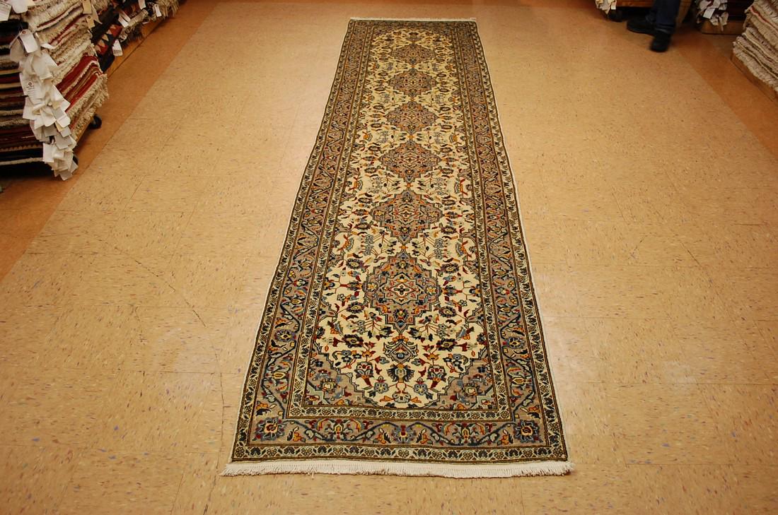 C 1930's ANTIQUE KORK WOOL PRSIAN KESHAN RUG 3.1x12.7 (1 of 10)