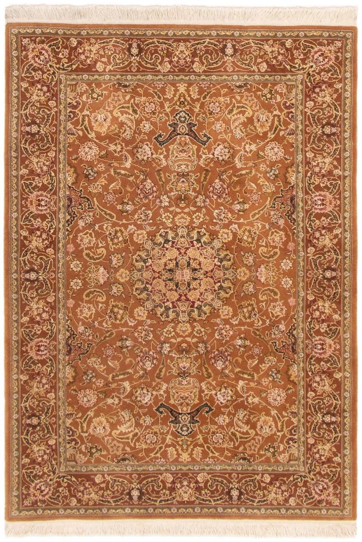 Hand-knotted Sino Persian 180L Brown Wool/Silk Rug 4'0" (1 of 4)