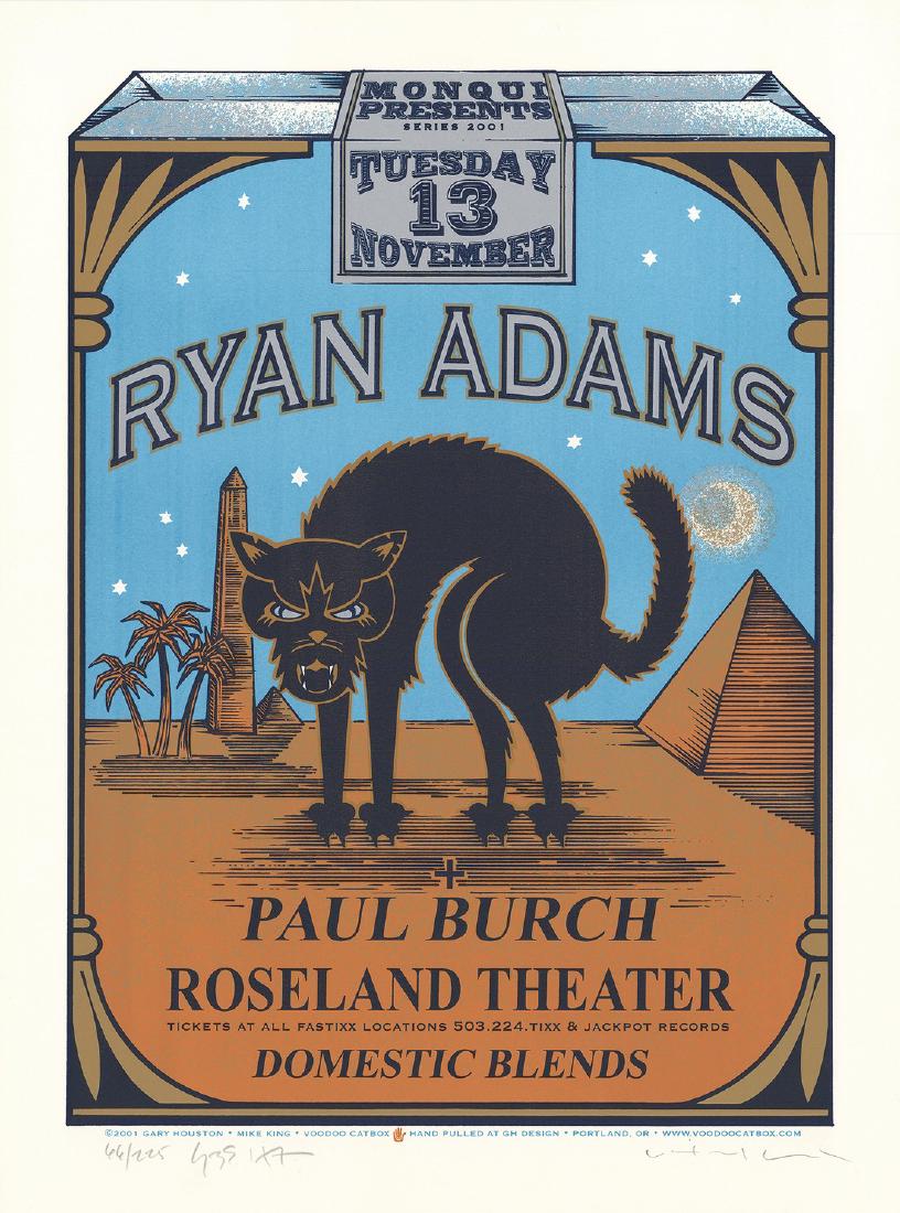 Ryan Adams At The Roseland Theater Poster: Artist: Gary Houston Title: Ryan Adams At The Roseland Theater Poster Printing Date: 2001 Medium: Silkscreen Size/Format: 16? x 21½? On November 11, 2001 Ryan Adams played at the Roseland Theater in 