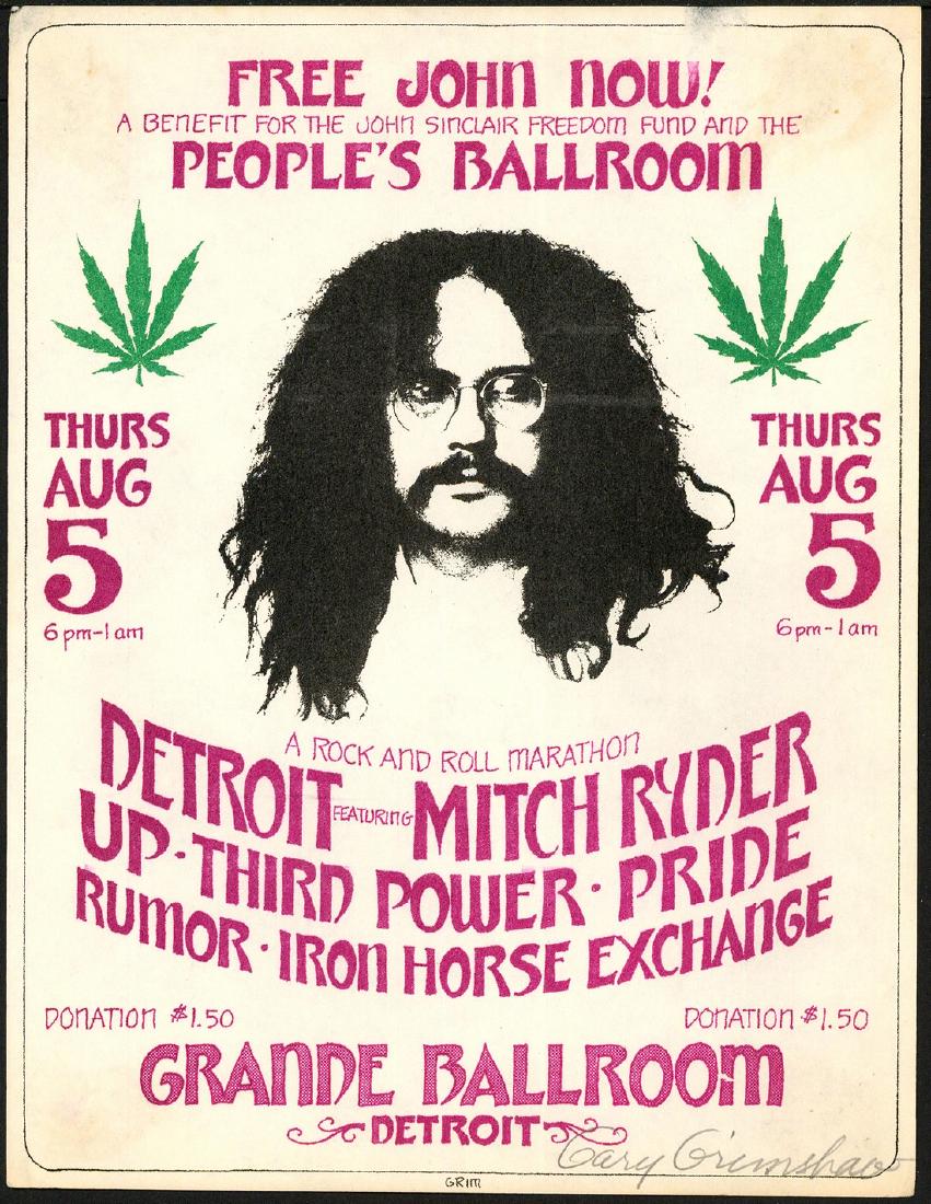 Signed "Free John Now" Grande Ballroom Handbill (1 of 1)