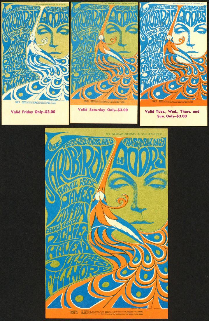 BG-75 Doors / Yardbirds Postcard And Ticket Set. (1 of 1)
