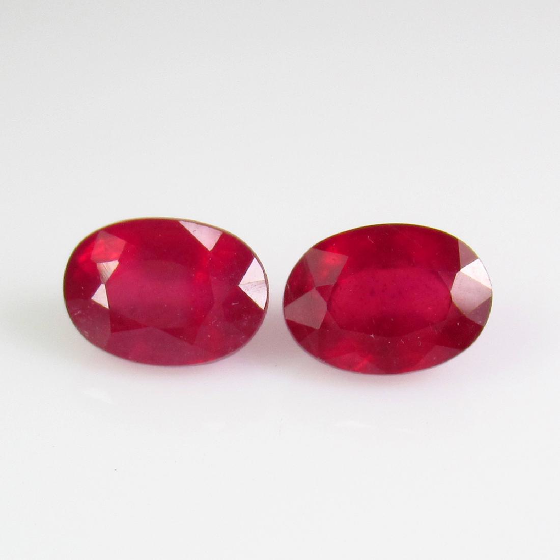 2.85 Ct Genuine Mozambique Red Ruby 7X5 mm Oval Pair (1 of 2)