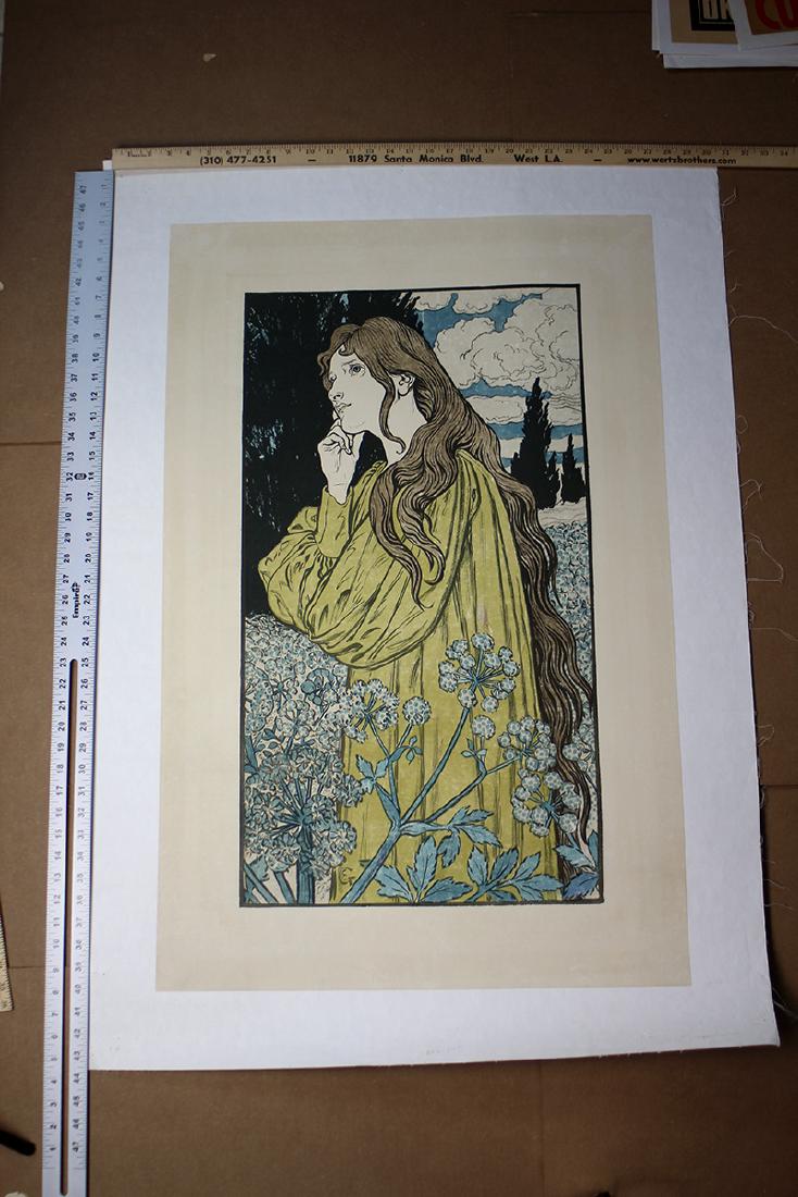 Girl in Field 37" x 24" French Art Deco Poster LB (1 of 1)