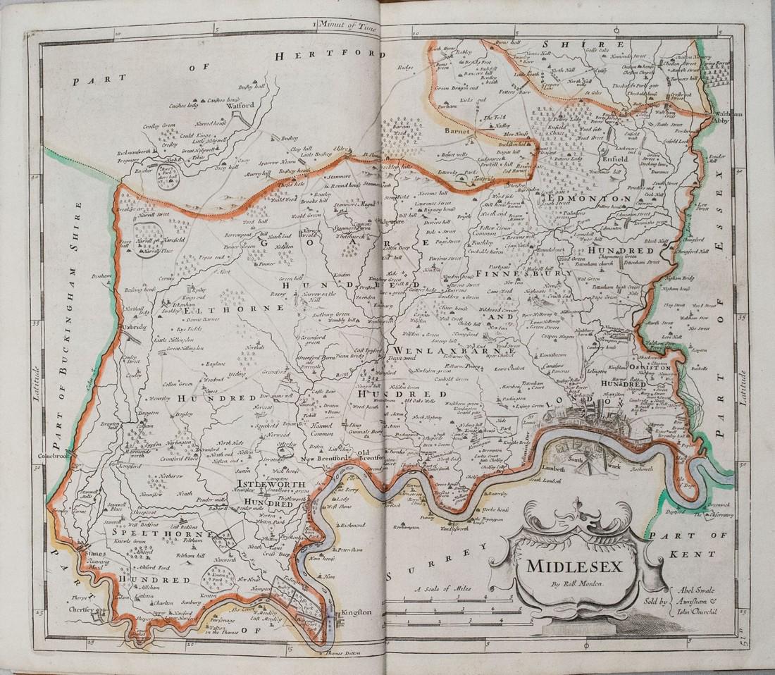 1722 Morden Map of Middlesex (London) UK -- Middlesex (1 of 1)