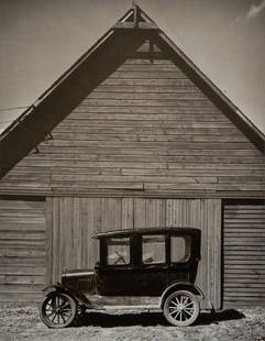 WRIGHT MORRIS - Model T, Ed's Place, 1947: Artist: Morris, Wright Title: Model T, Ed's Place, 1947 Medium: Photo Litho, 1982, USA Dimensions: 7x8.85" Heat Wax Mounted on 11x14" Conservation Board Wright Marion Morris (1910 Â– 1998) was an A