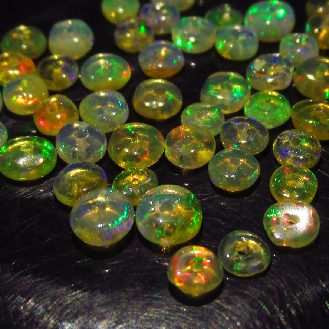 5.33 Ct Genuine 54 Drilled Multi-Color Fire Round Opal (1 of 2)