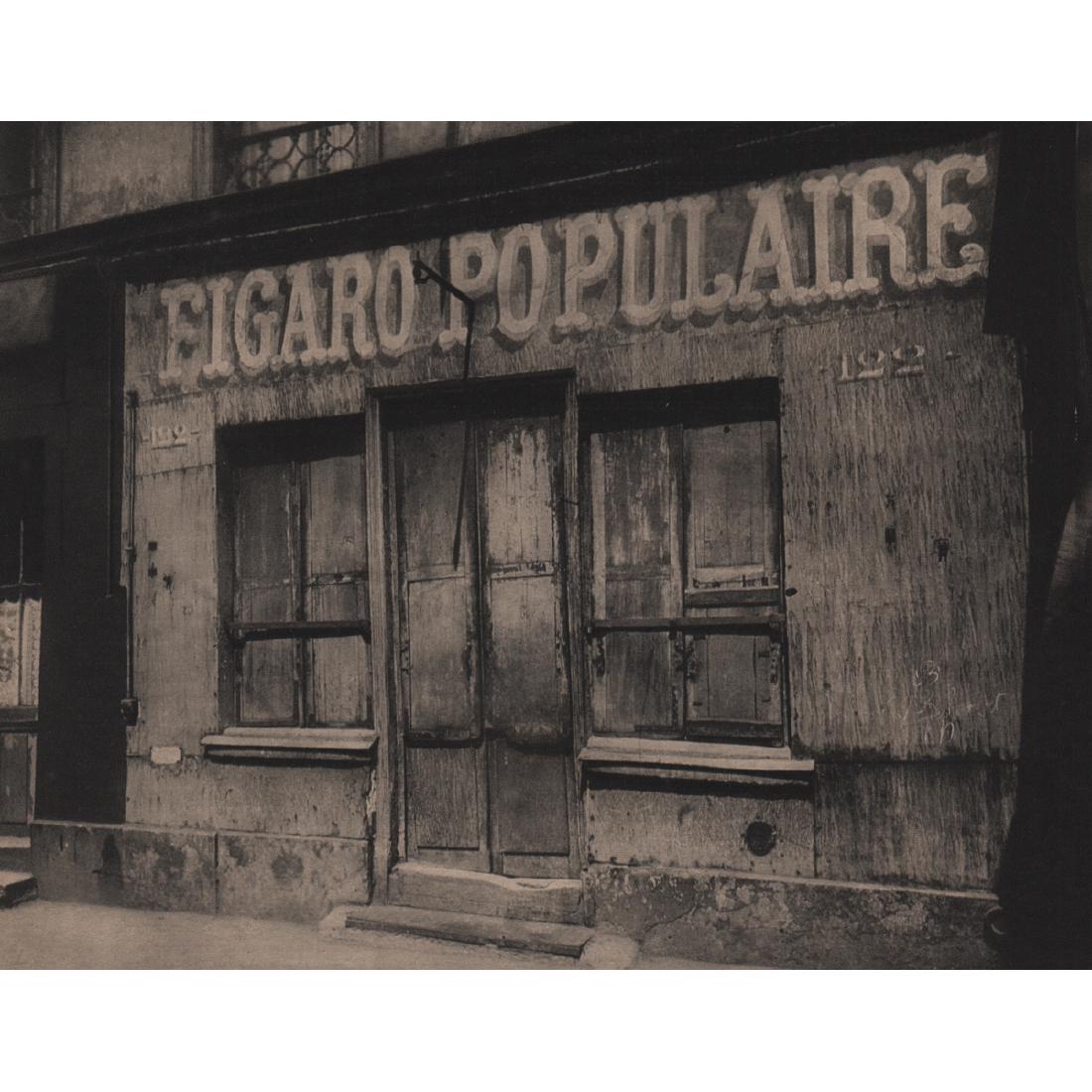 EUGENE ATGET - Figaro Populaire: Artist: EUGENE ATGET Print Title: Figaro Populaire Medium: Sheet-Fed Gravure Printing Date: 1930's Printed in France Image Size approx: 8.5 x 6.75 inches Jean-EugÃ¨ne-Auguste Atget (1857-1927) was a