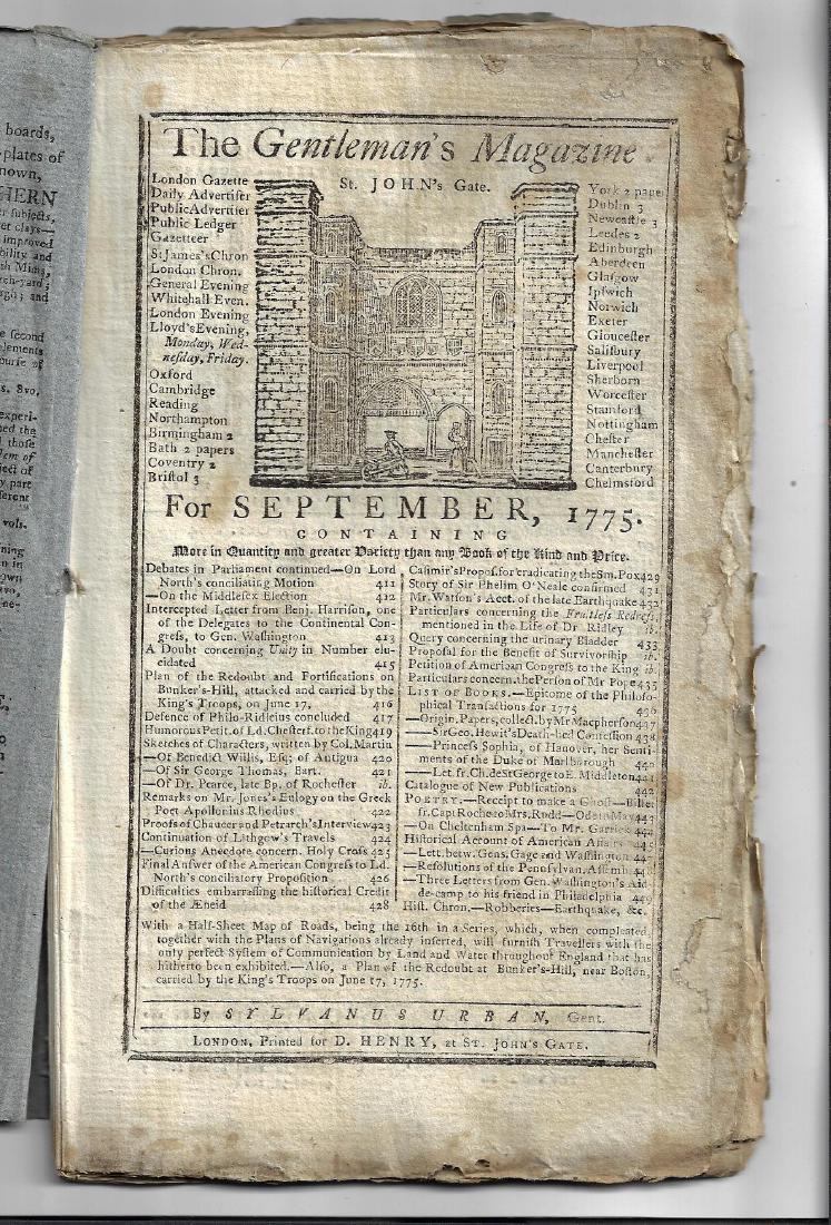 1775 Gentleman's Magazine Bunker's Hill Revolutionary (1 of 6)