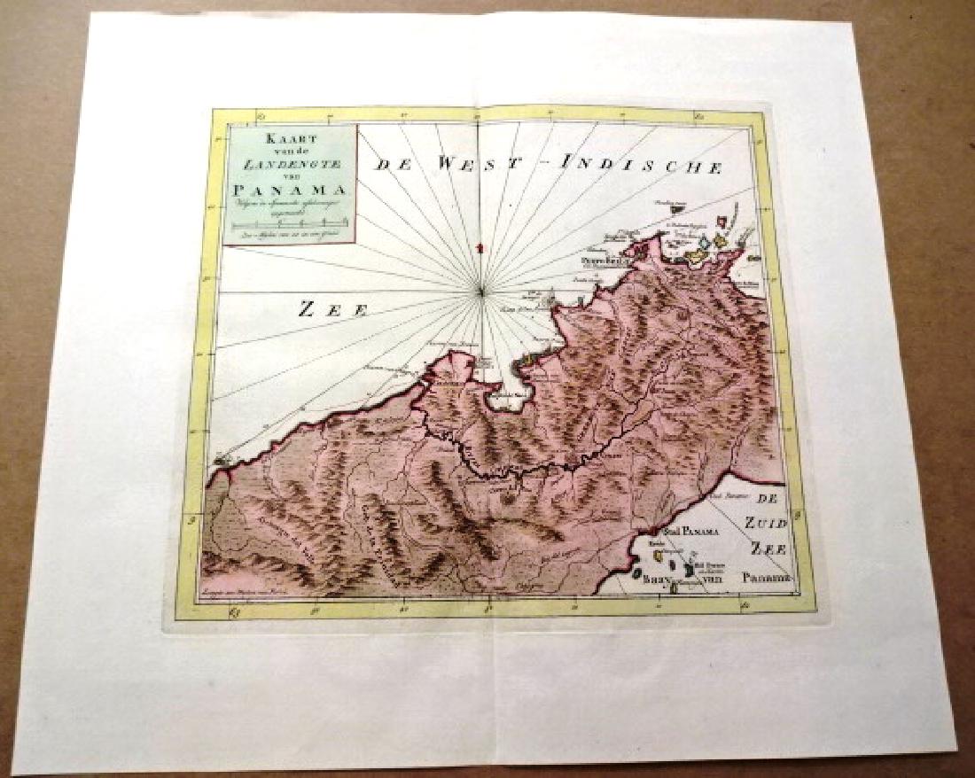 1760 Hand Colored Map of Panama Tirion (1 of 4)