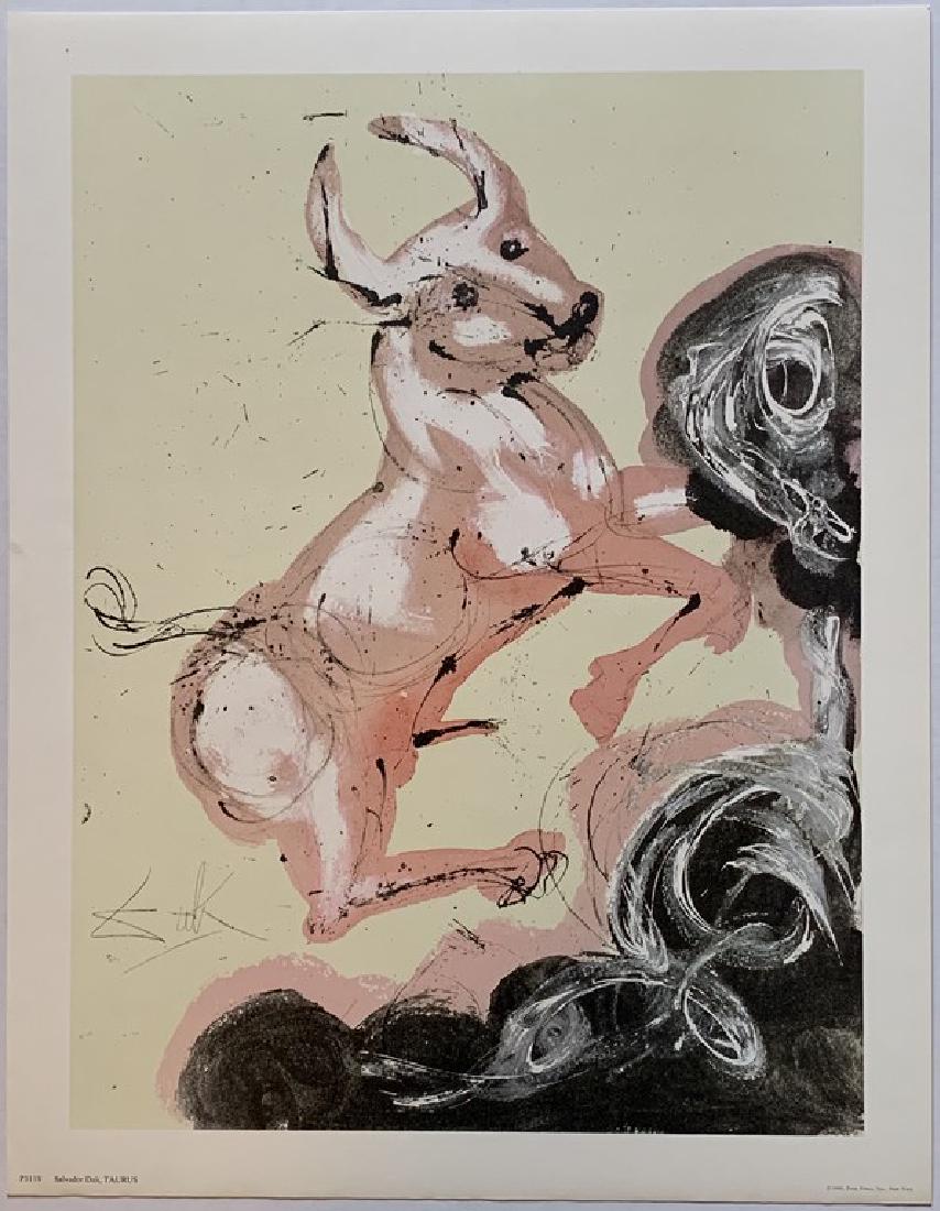 Salvador Dali: Taurus: Artist: Salvador Dali Title: Taurus Medium: Offset lithograph Dimensions: 24 x 14 in. 1969, After "Zodiac" series, Published by Penn Prints, Inc., New York Reserve: $200.00 Shipping: Domestic: Flat-