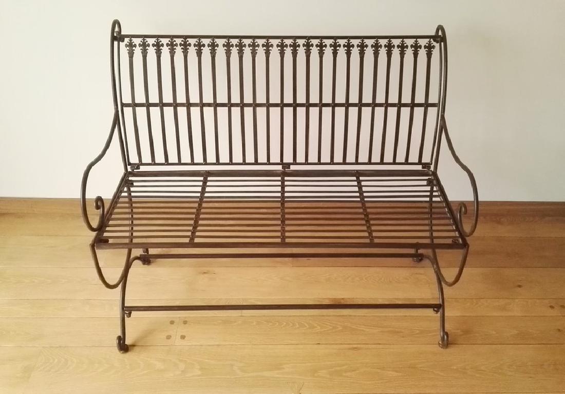 Large cast iron bench: Title: Large cast iron bench Maker: Unknown Origin: Germany Date/Period: 20th century Materials: iron Dimensions: Width: 110 cm Height: 89 cm Depth: 69 cm Additional Information: This is a magnificent