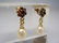 Golden Earstuds with garnet and white Pearls - 2