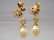 Golden Earstuds with garnet and white Pearls - 4