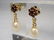 Golden Earstuds with garnet and white Pearls - 6