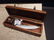 Wood Writing Box Desk Set w Inkwell 2 Feather Dip Pen - 7