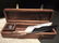 Wood Writing Box Desk Set w Inkwell 2 Feather Dip Pen - 9
