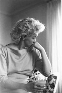 Marilyn Candid Moment: Artist: Ed Feingersh Title: Marilyn Candid Moment Medium: Silver Gelatin Year: 1955 Height/Width: 20 x 16 in Description: Actress Marilyn Monroe relaxes in a quiet moment at the Ambassador Hotel in