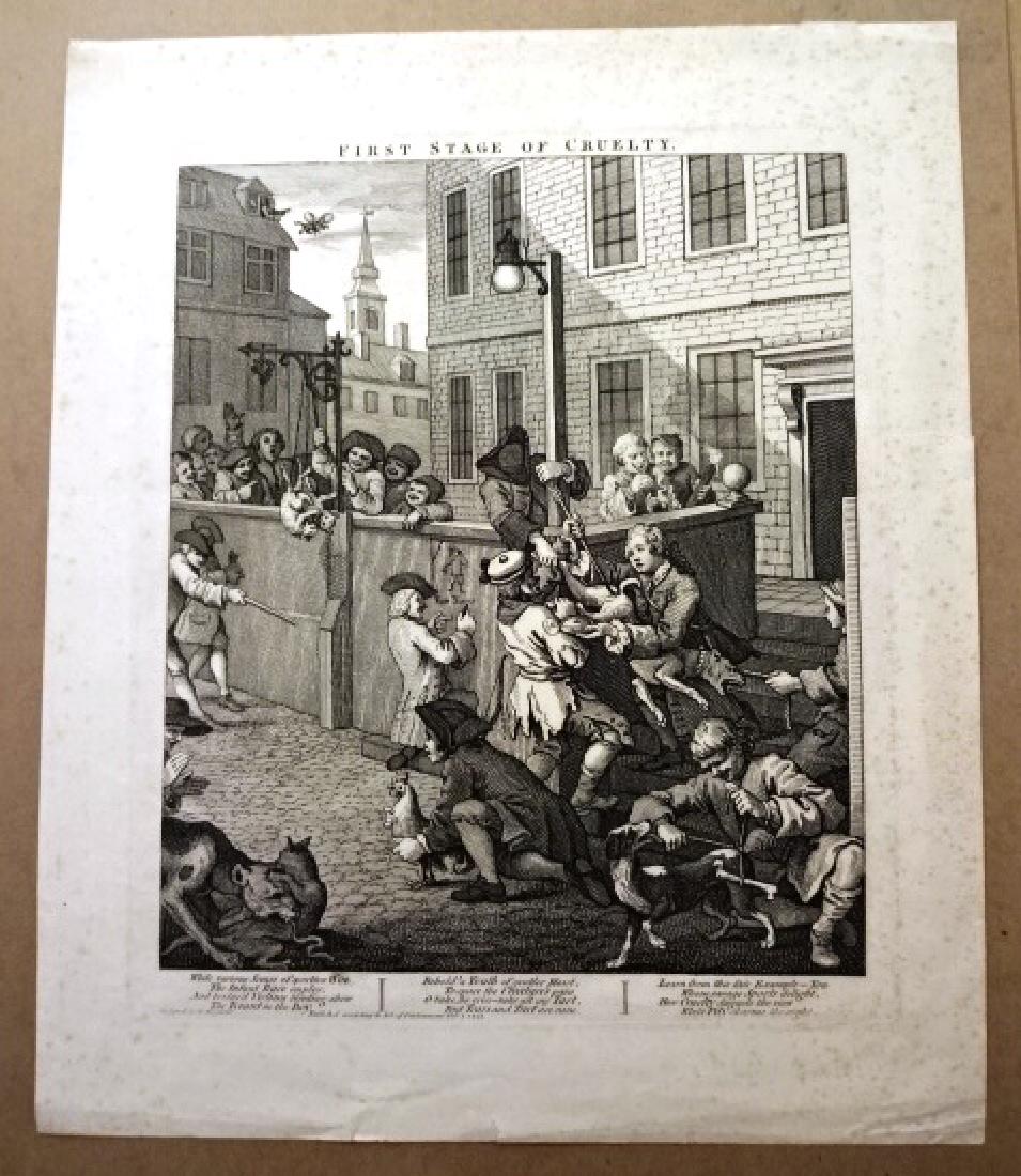 c1810 Engraving First Stage of Cruelty Hogarth (1 of 2)