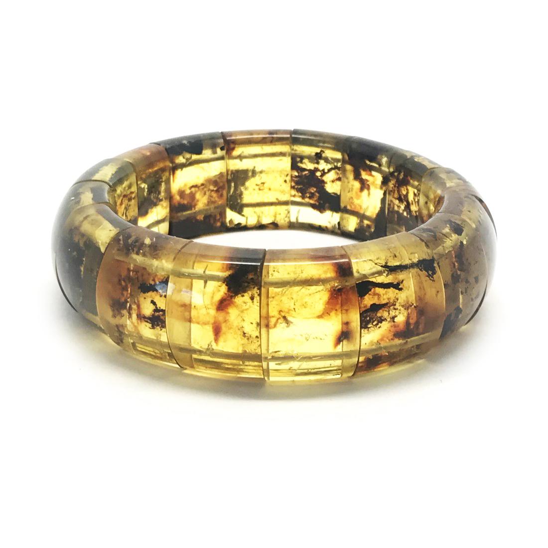Baltic amber wide bracelet cut cabochons (1 of 11)