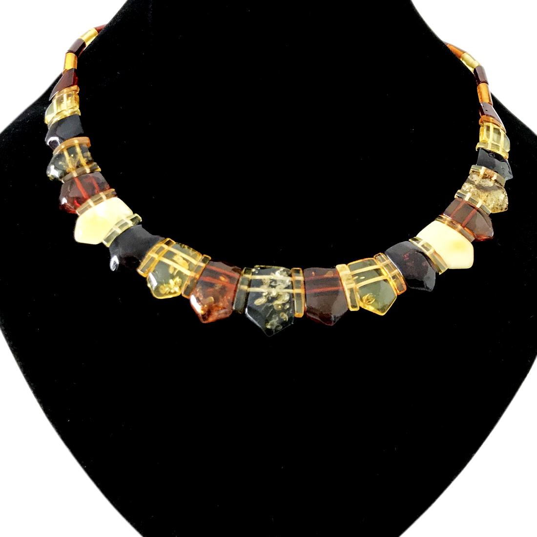 Cut Baltic amber collar flat necklace (1 of 10)