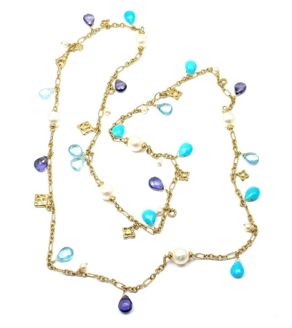 David Yurman DY Logo 18k Yellow Gold Turquoise Pearl (1 of 11)