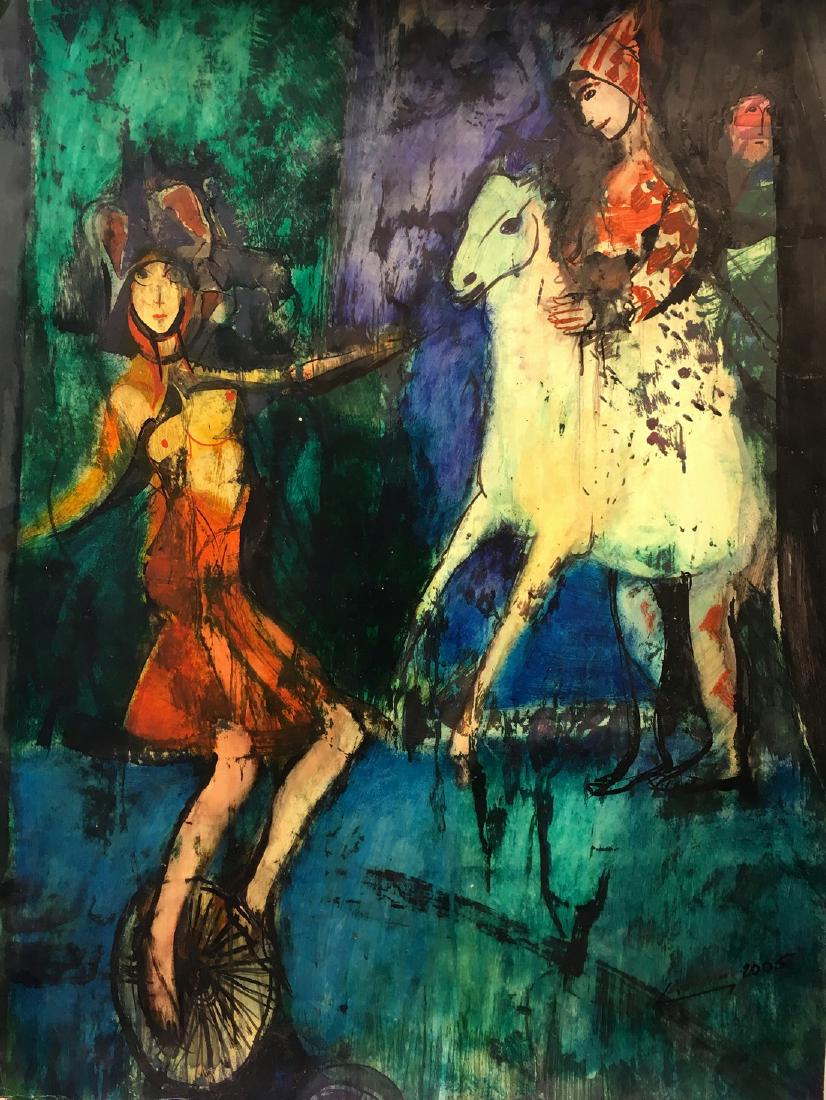 Harutyun Harutyunyan: Circus: Artist: Harutyun Harutyunyan Title: Circus Medium: Oil on paper Dimensions: 85x63cm (33.4 x 24.8 inches) Harutyun Harutyunyan is an Armenian painter and graphic artist whose paintings are the modern e