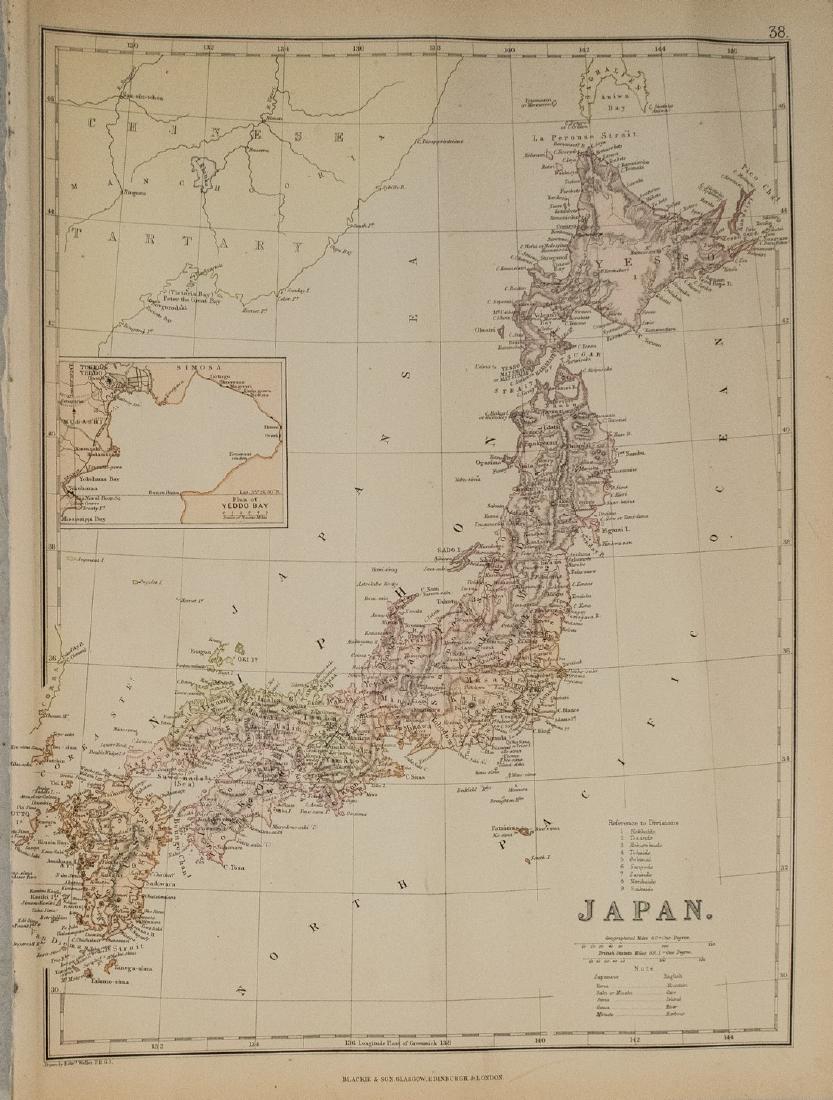 1884 Blackie Map of Japan -- Japan: Title: 1884 Blackie Map of Japan -- Japan Date: 1884, London Cartographer: W Blackie Size:13.4 X 10.3 in. Description: This is an attractive map of Japan. Plenty of detail is offered as to topography,