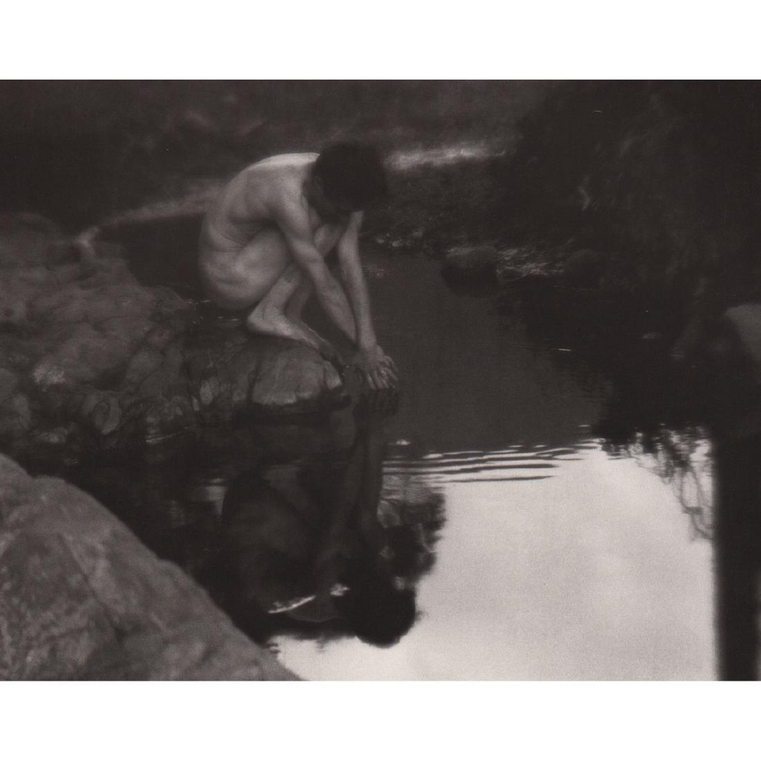 IMOGENE CUNNINGHAM - Roi on the Dipsea Trail, 1918: Artist: IMOGENE CUNNINGHAM Print Title: Roi on the Dipsea Trail, 1918 Medium: Photo-engraving Printing Date: 1980's Printed in the USA Image Size: 8 x 6 inches Imogene Cunningham (1883-1976) was an Am