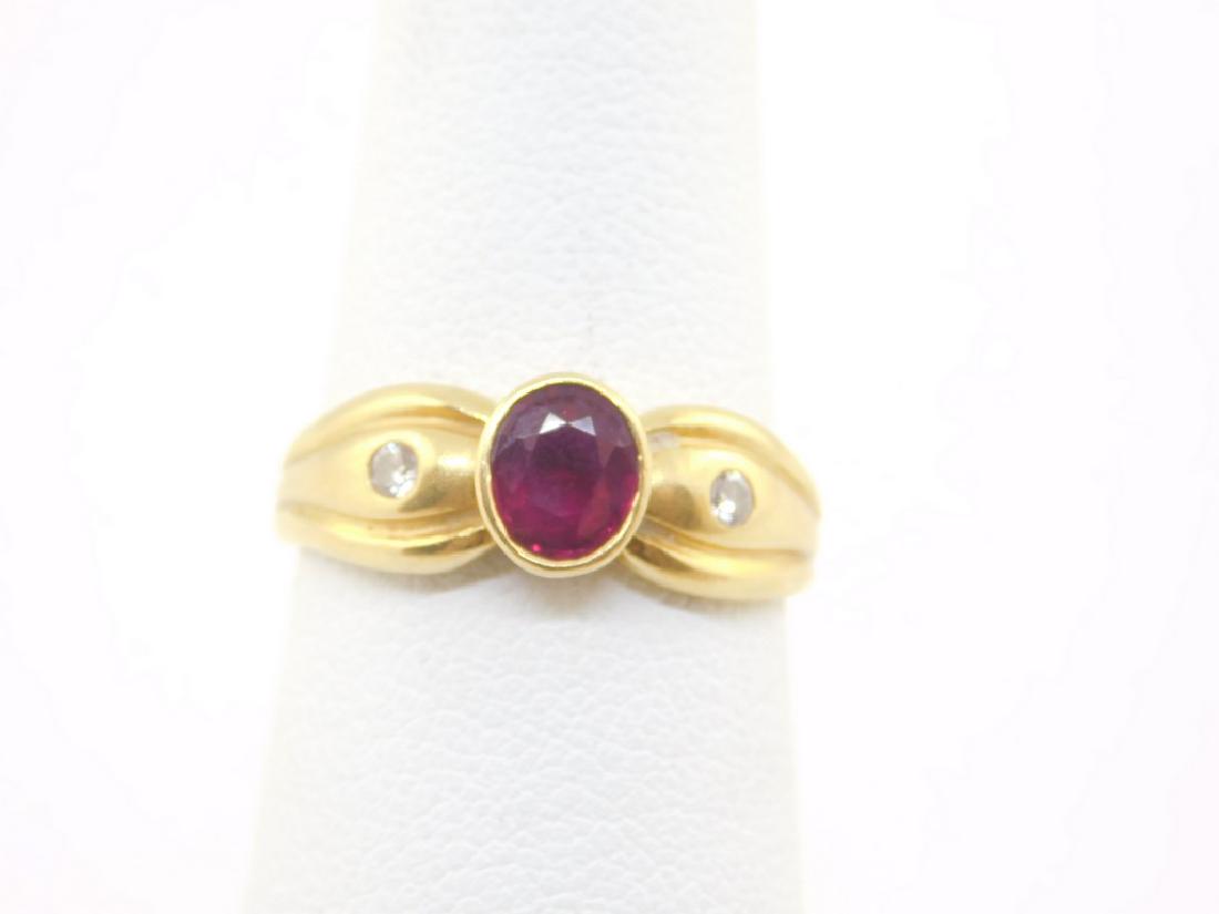 18k Yellow Gold 40pts Ruby 6pts Diamond Ring 3.2 grams (1 of 8)