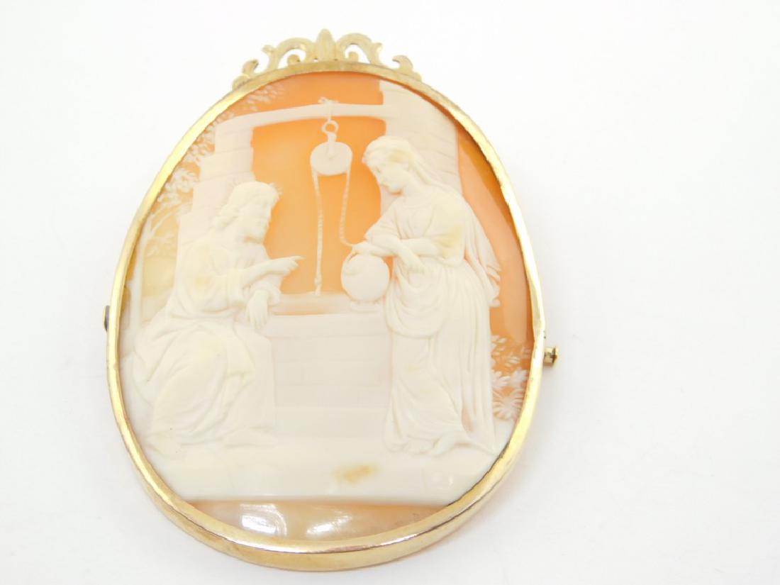 18k Yellow Gold Antique Carved Cameo Pin/Pendant 21.6 (1 of 5)
