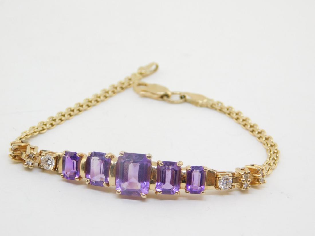 14k Yellow Gold 2.60ct Amethyst & 32pts Diamond (1 of 10)
