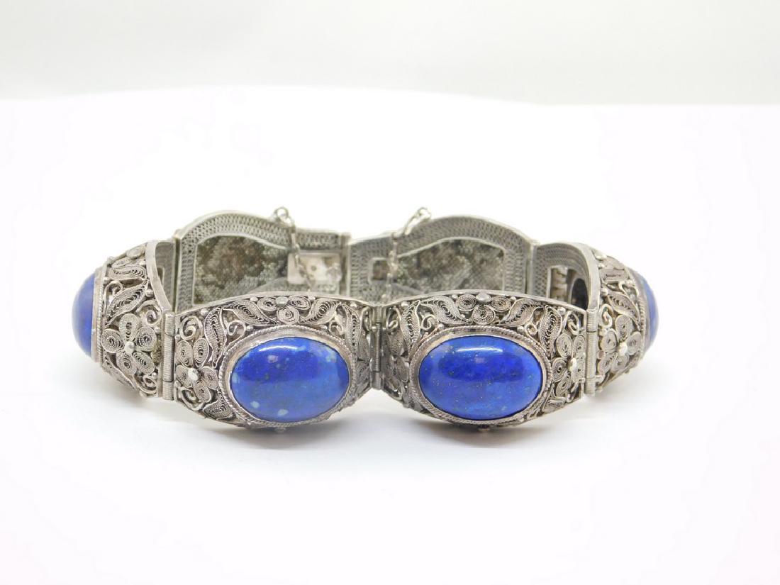 Antique sterling Silver Lapis bracelet 7.5" long 48.5 (1 of 6)