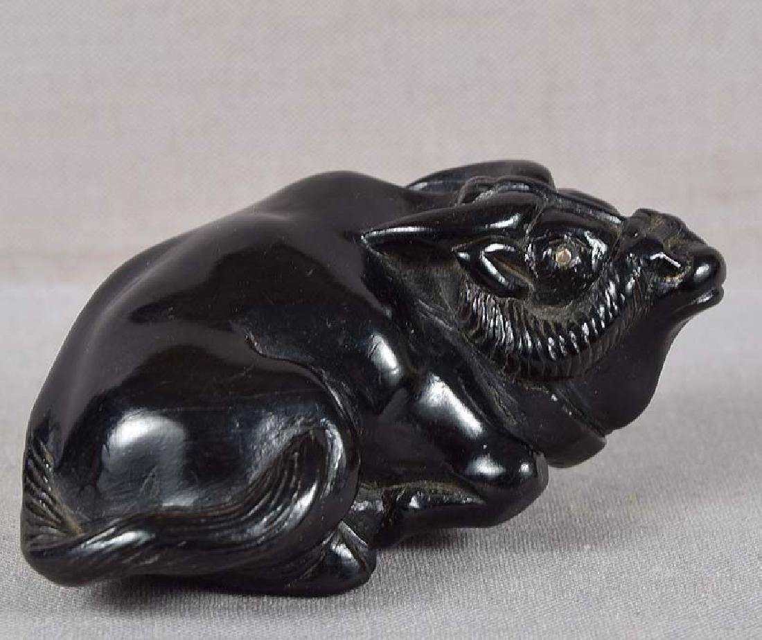 19c ebony netsuke resting BUFFALO (1 of 6)