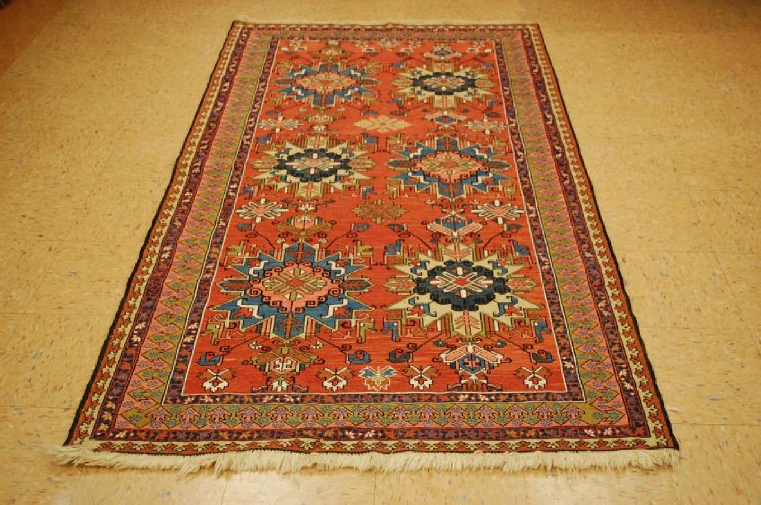 ANTIQUE CAUCASIAN SOUMAK KILIM FLAT WOVEN RUG 4'3" x (1 of 11)